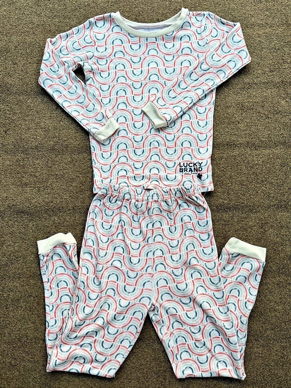 Lucky Brand Girls' Pastel Rainbows Pajama Set Size 10